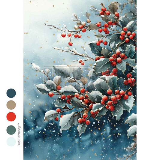 Redesign Decoupage Fiber (A4) - Frosted Boughs & Berries