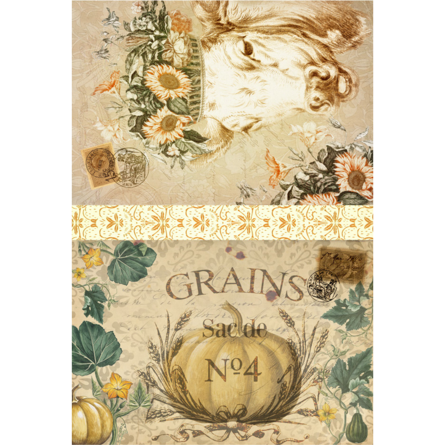 Roycycled Treasures - Fall Blocks Decoupage Paper - 20x30in