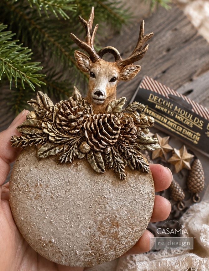 Redesign with Prima - Decor Moulds® - Evergreen Antler Emblem