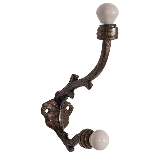 Decor - Brass Hook with Ceramic Knob - Gold - Rustic River Home