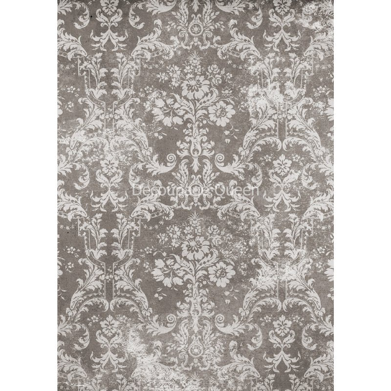 Decoupage Queen - Winter Damask Decoupage Paper - Rustic River Home