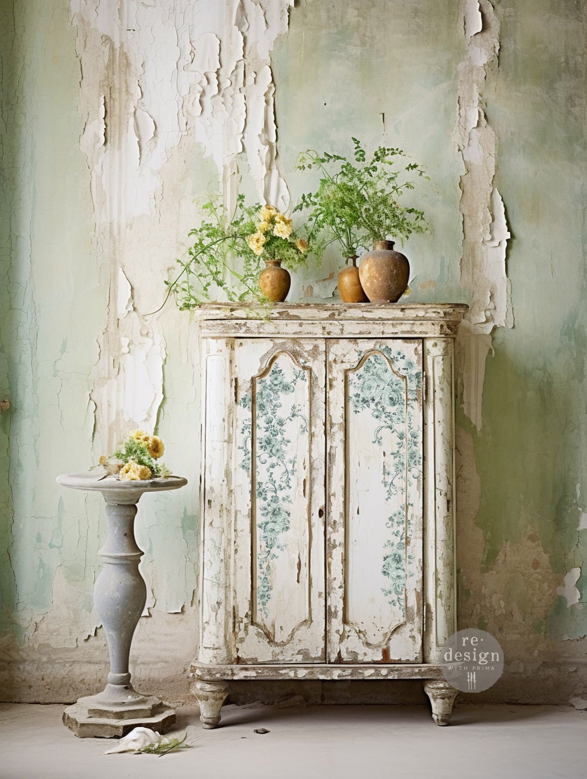 Redesign Decor Transfer - Minty Roses - 12"x12" - Rustic River Home