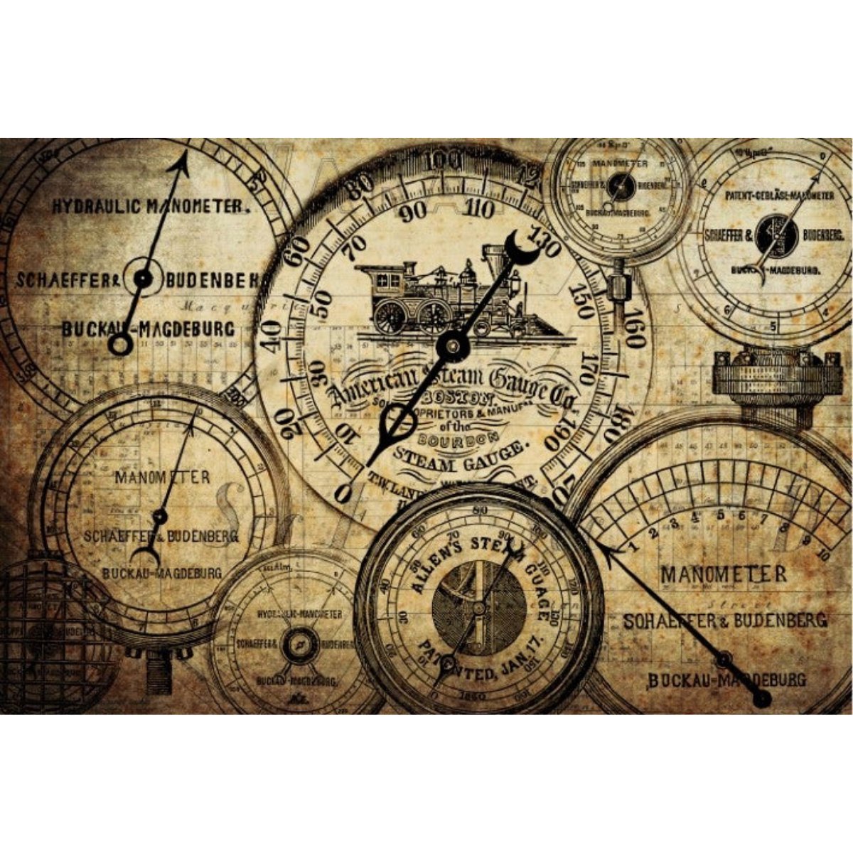 Roycycled Treasures - Grunge Meters Decoupage Paper - 20x30in - Rustic River Home