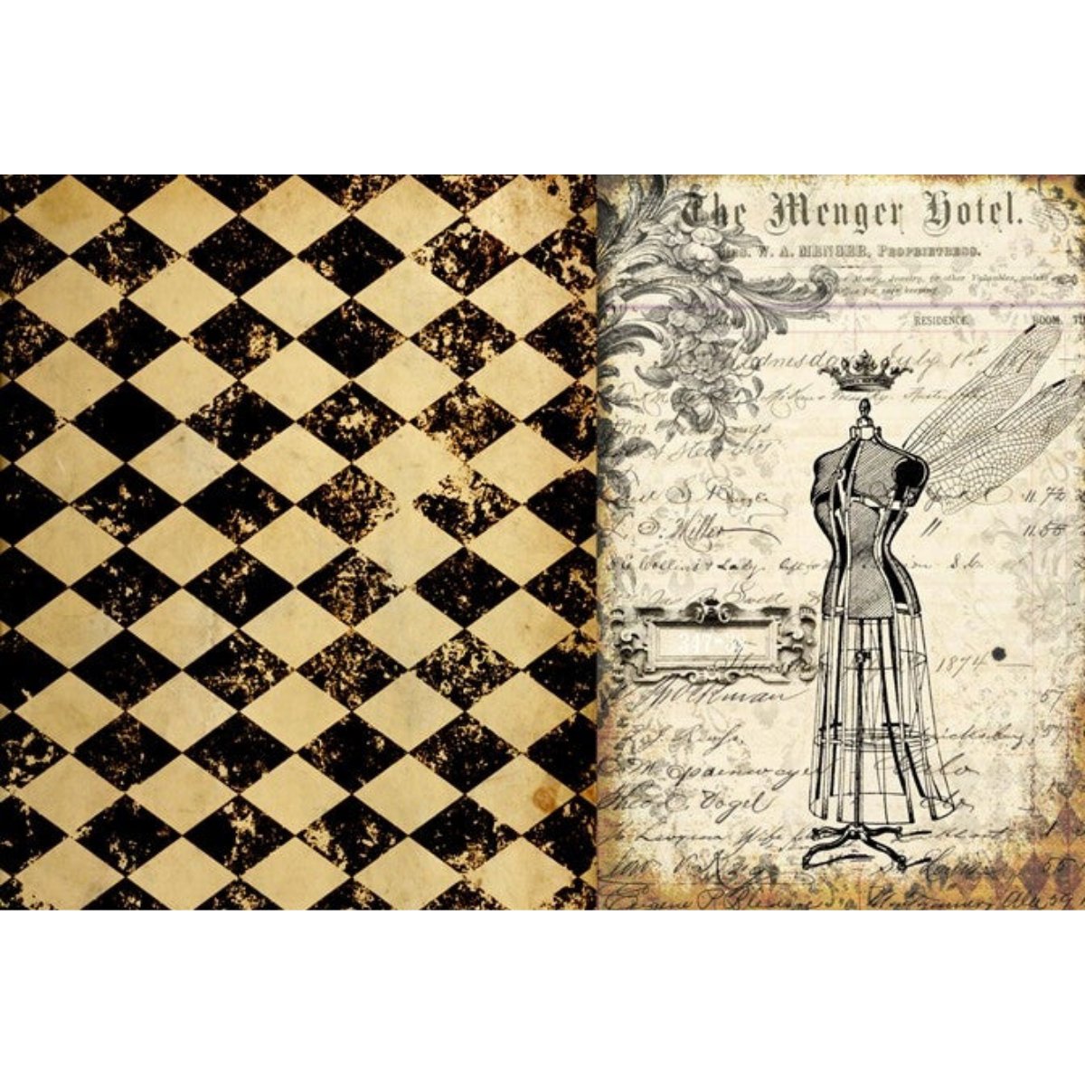 Roycycled Treasures - Harlequin Blocks Decoupage Paper - 20 x 30 in - Rustic River Home