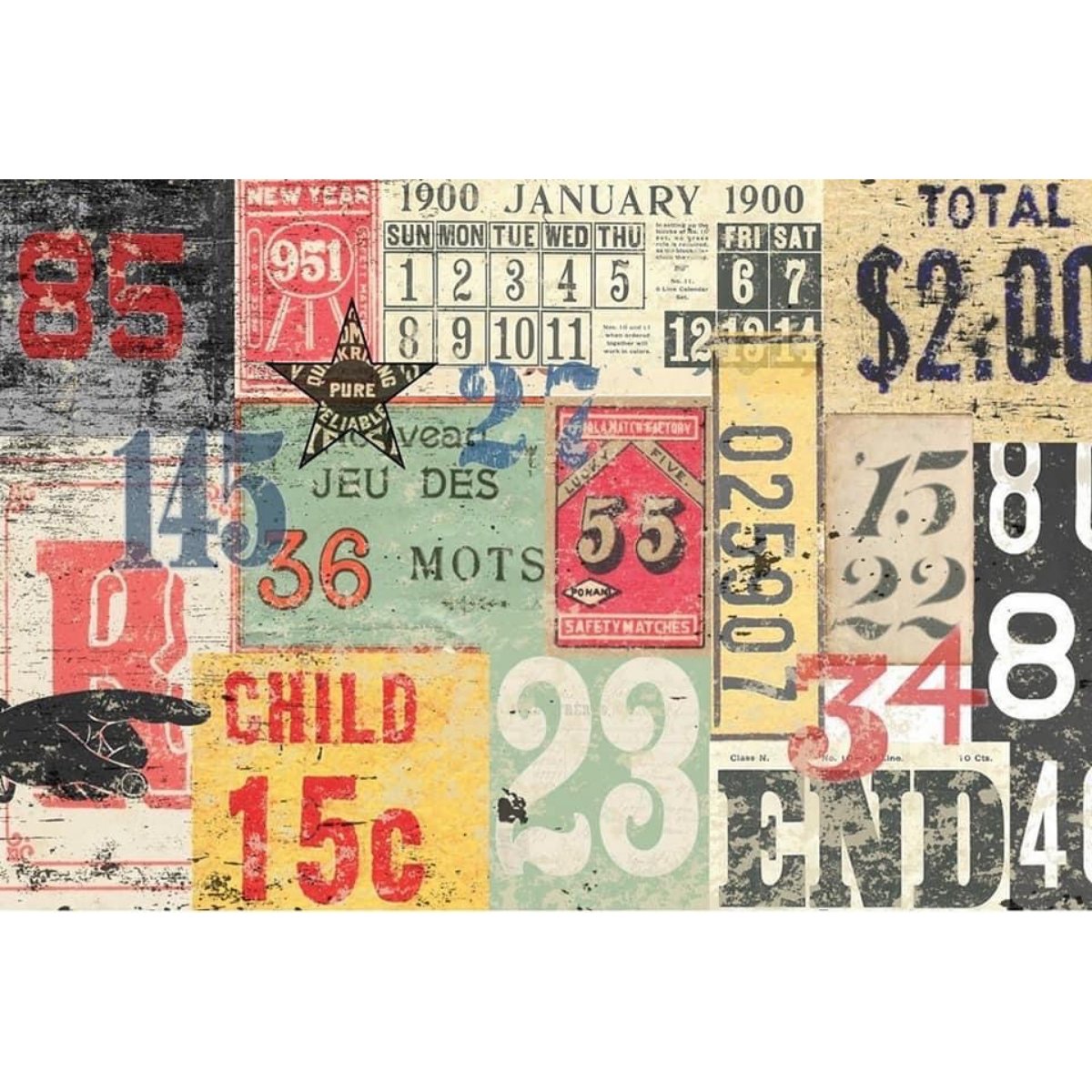 Roycycled Treasures - Numbered Decollage Decoupage Paper - 20 x 30 in - Rustic River Home