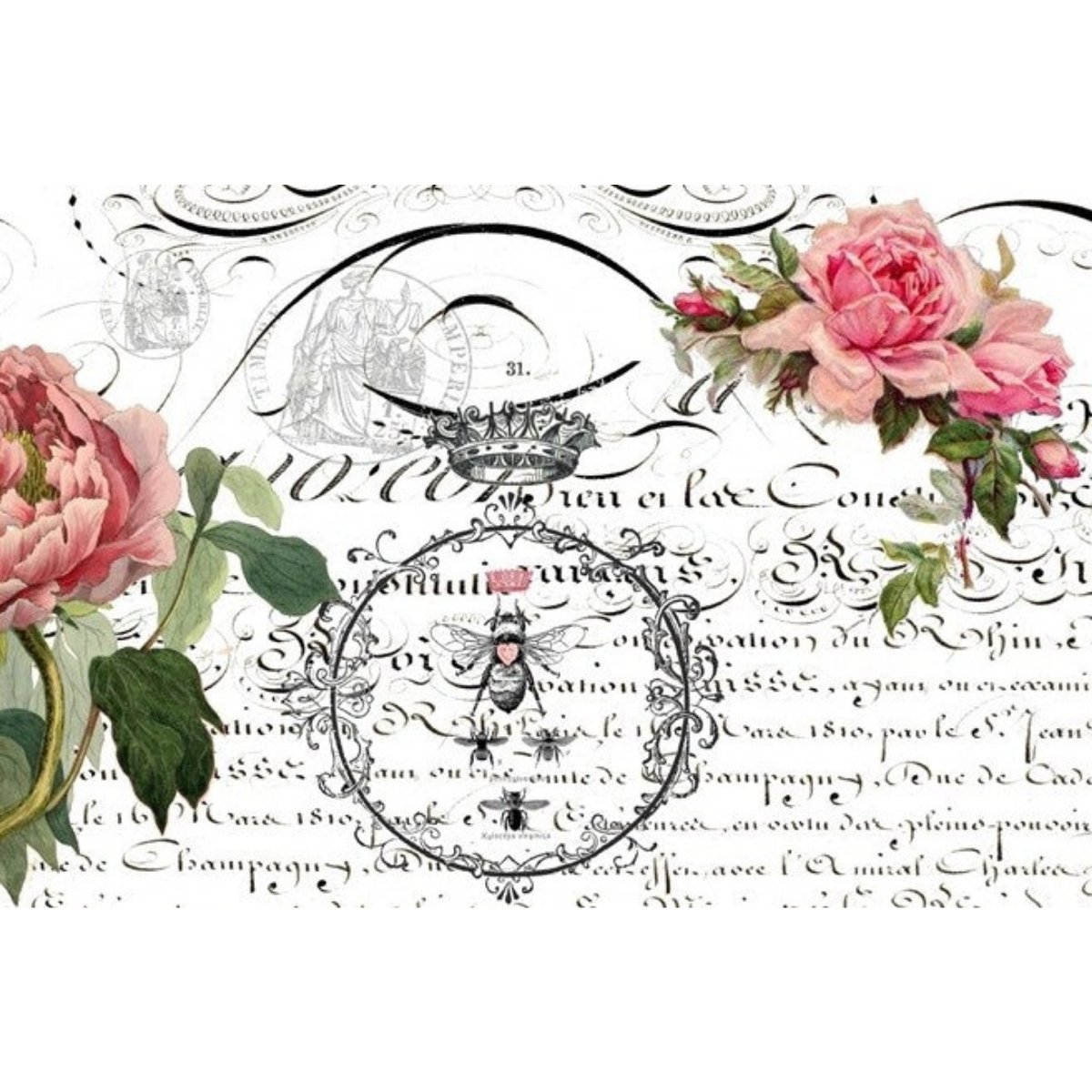 Roycycled Treasures - Queen Bee Decoupage Paper - 20x30in - Rustic River Home