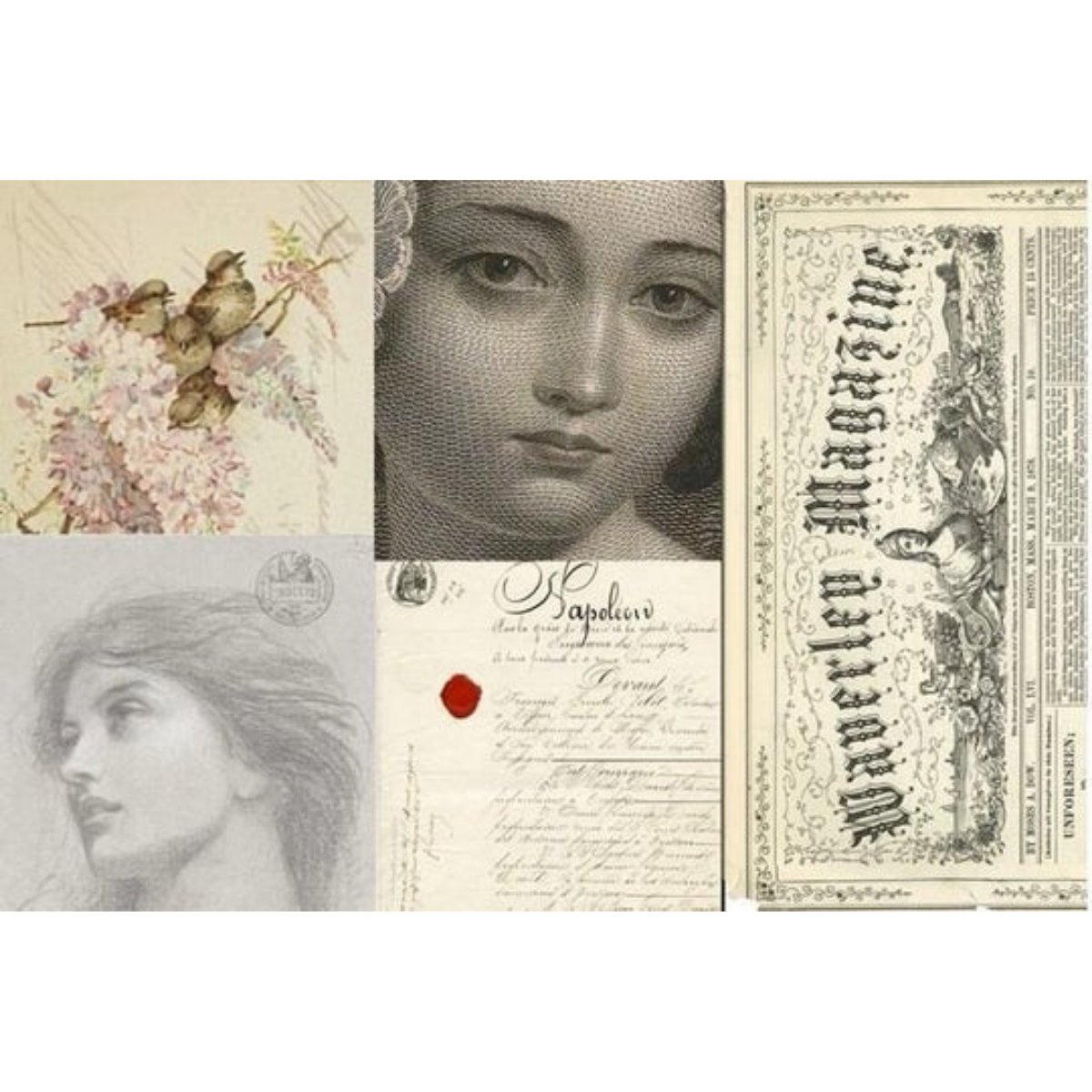 Roycycled Treasures - Romantic Blocks Decoupage Paper - 20 x 30 in - Rustic River Home