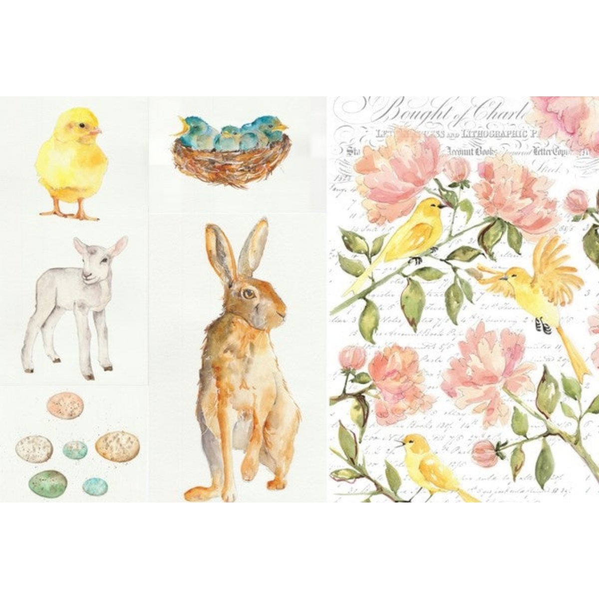 Roycycled Treasures - Spring Blocks Decoupage Paper - 20x30in - Rustic River Home