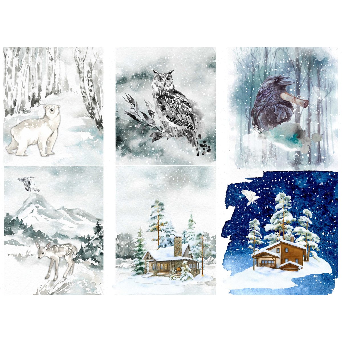 Roycycled Treasures - Winter Project Blocks Decoupage Paper - 20x30in - Rustic River Home