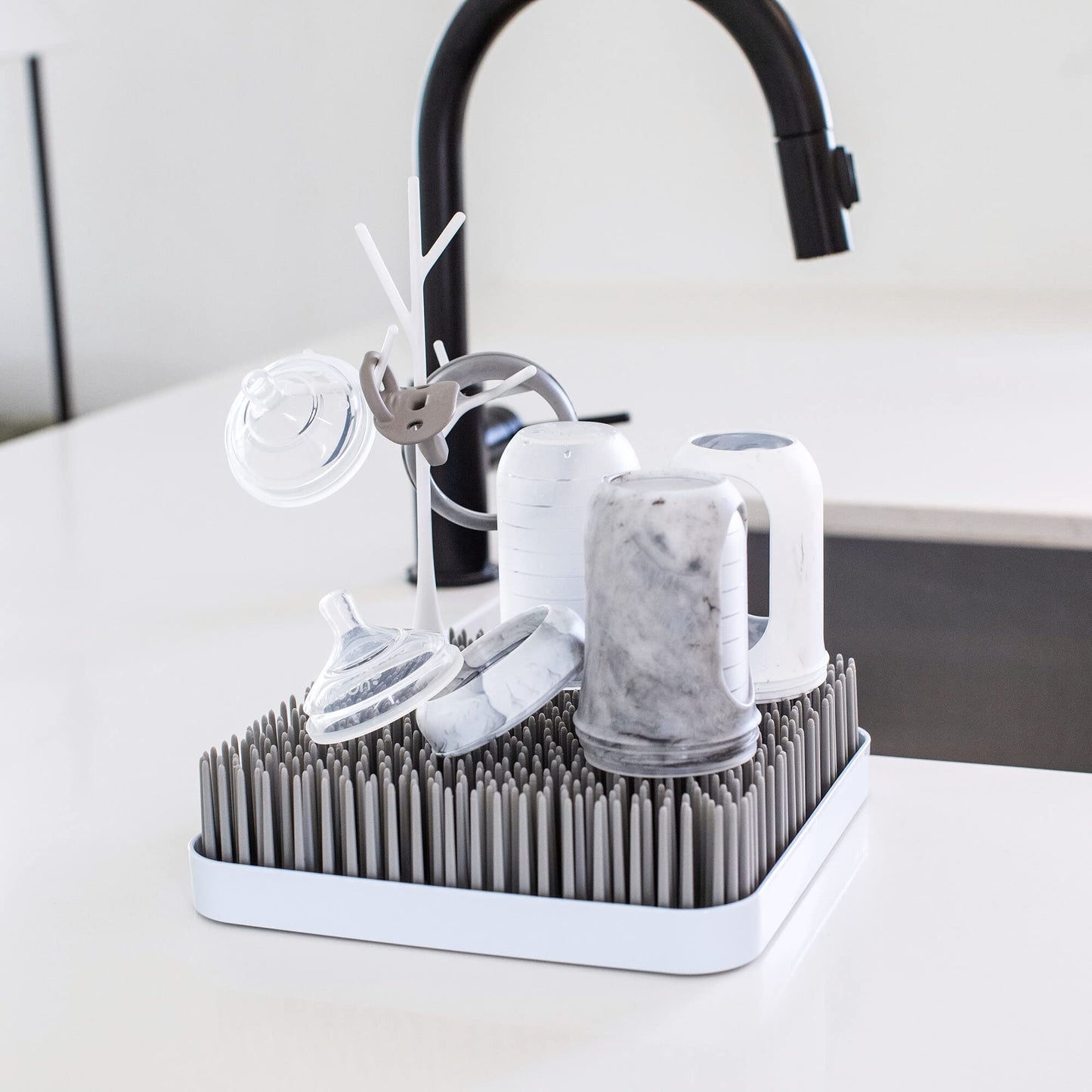 Boon Grass Countertop Drying Rack - Stormy Gray Set 1