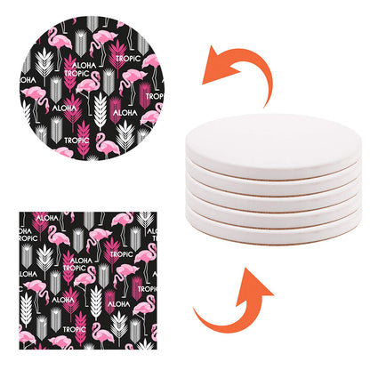 HooAMI Sublimation Blanks Coaster for Drinks, Absorbent Ceramic Stone Coaster Set with Cork Backing Pads, Heat Transfer Cup Coasters for Home Decor,Set of 6 (Round)
