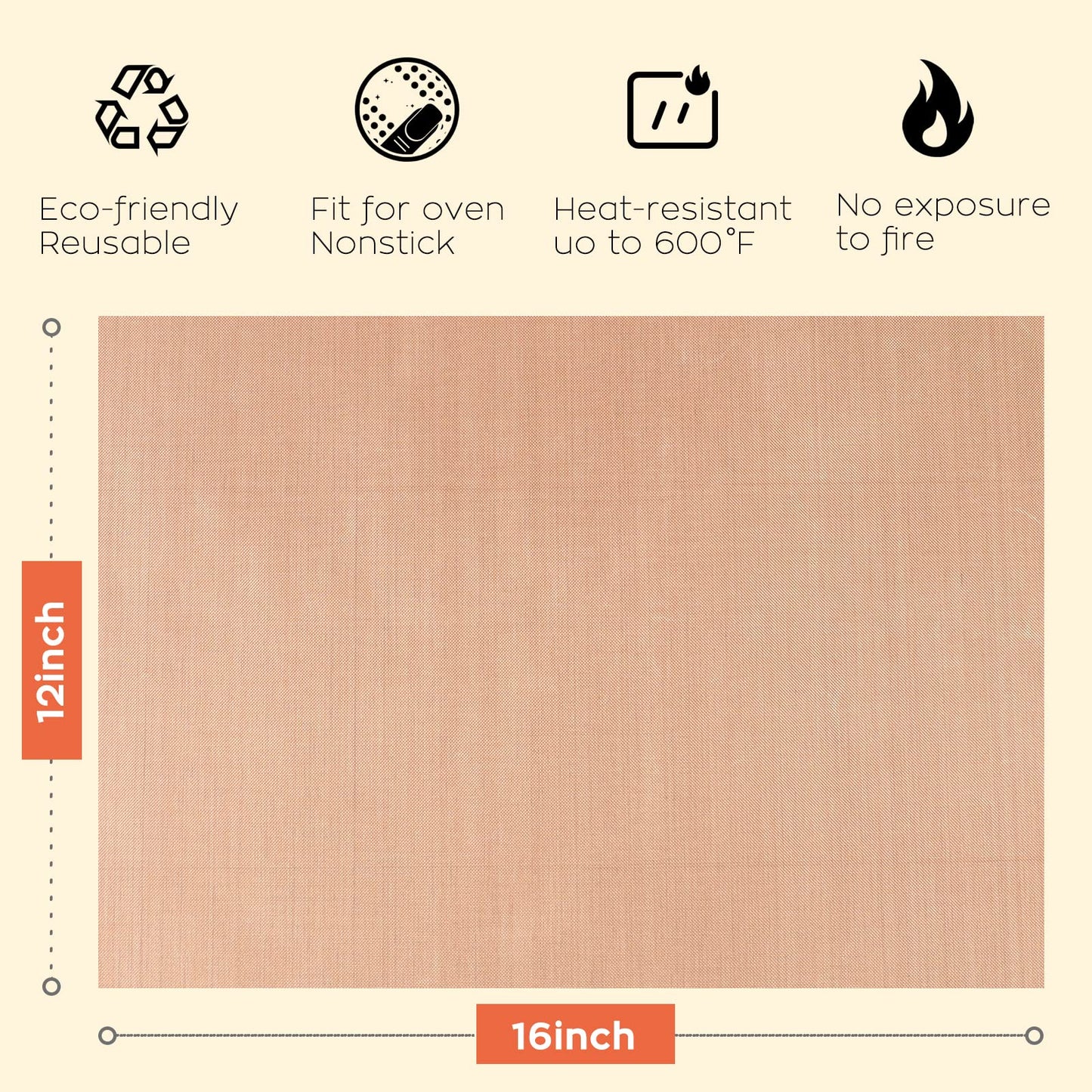 HTVRONT Teflon Sheets for Heat Press - 3 Pack Non Stick PTFE Teflon Sheet Reusable 12"x 16" Teflon Paper Heat Resistant Teflon Mat for Bake, Press, Iron (Brown)