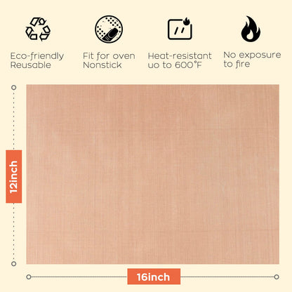 HTVRONT Teflon Sheets for Heat Press - 3 Pack Non Stick PTFE Teflon Sheet Reusable 12"x 16" Teflon Paper Heat Resistant Teflon Mat for Bake, Press, Iron (Brown)