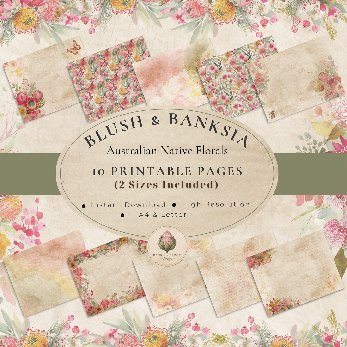 BBD - Printable Journal Pages - Blush & Banksia