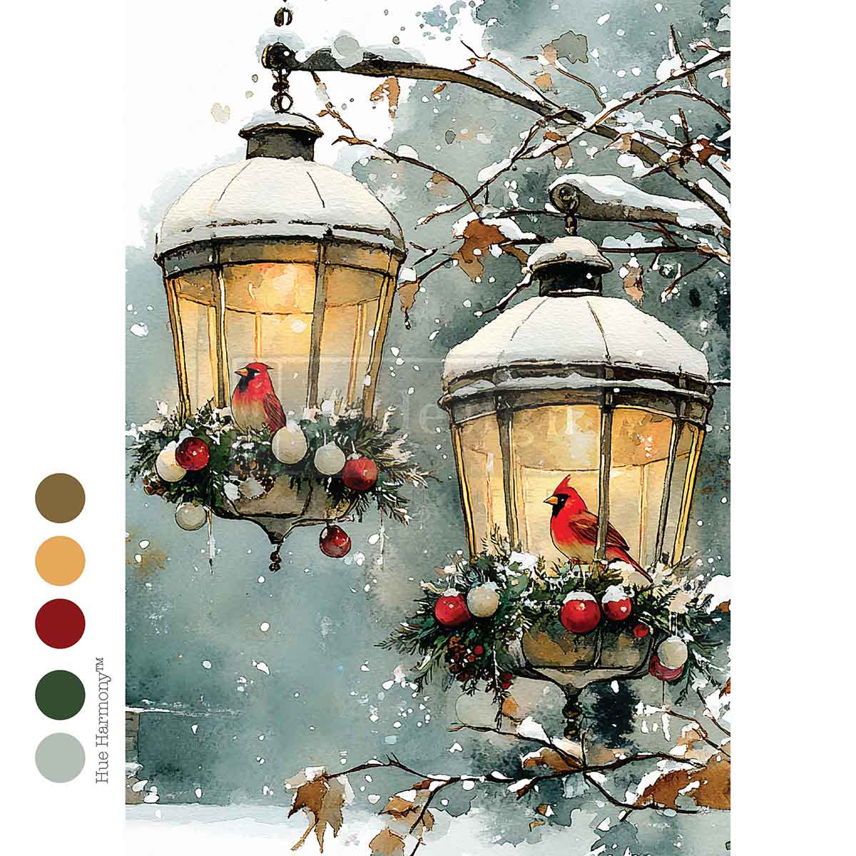 Redesign Decoupage Fiber (A4) - Cardinal Christmas
