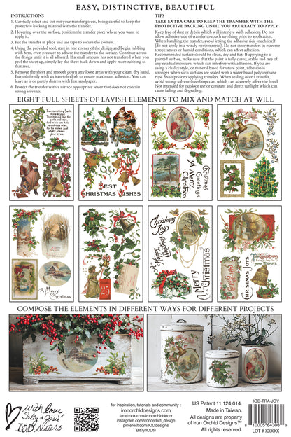 Iron Orchid Designs -  Christmas Joy Decor Transfer Pad
