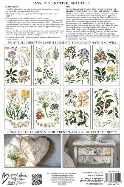 Iron Orchid Designs - Sarah Featon's Botanicals Decor Transfer Pad