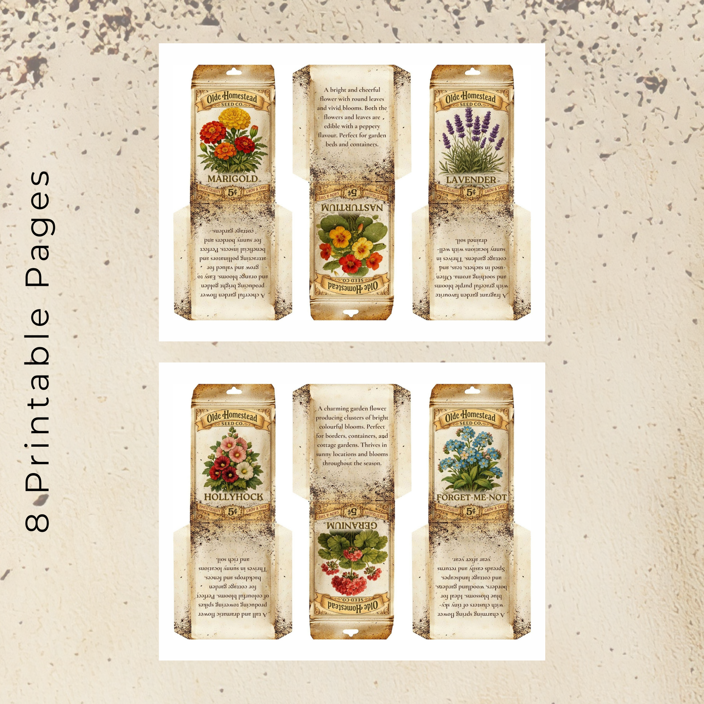 BBD Printable - Vintage Flower Seed Packets