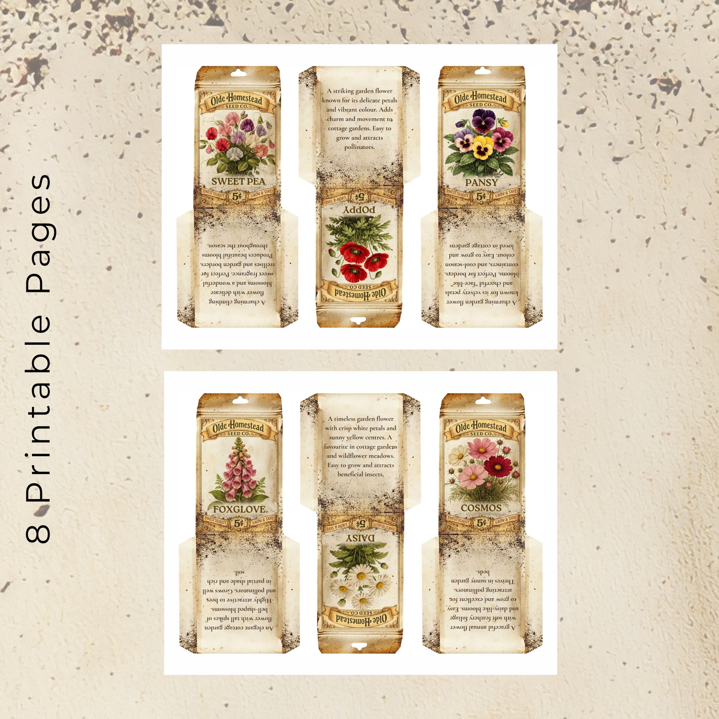 BBD Printable - Vintage Flower Seed Packets