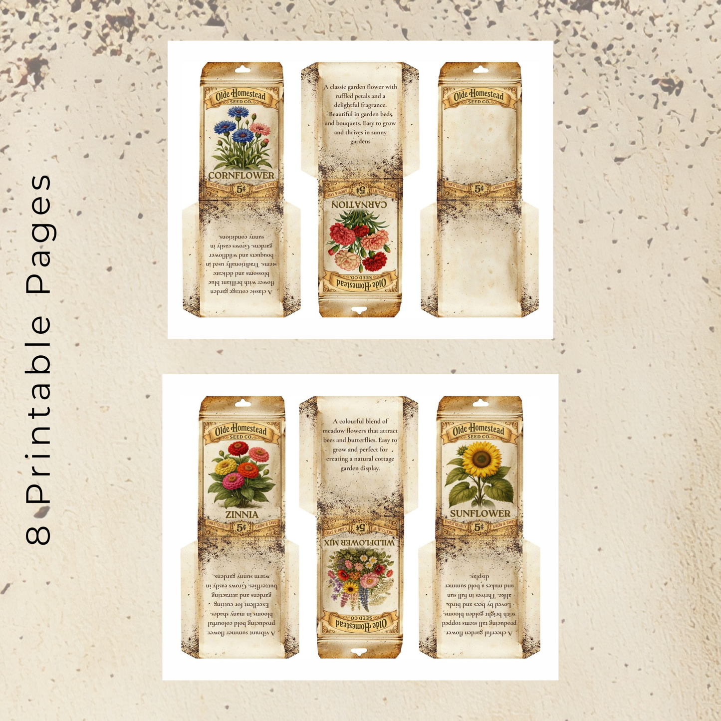 BBD Printable - Vintage Flower Seed Packets