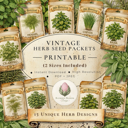BBD Printable - Vintage Herbs Seed Packets