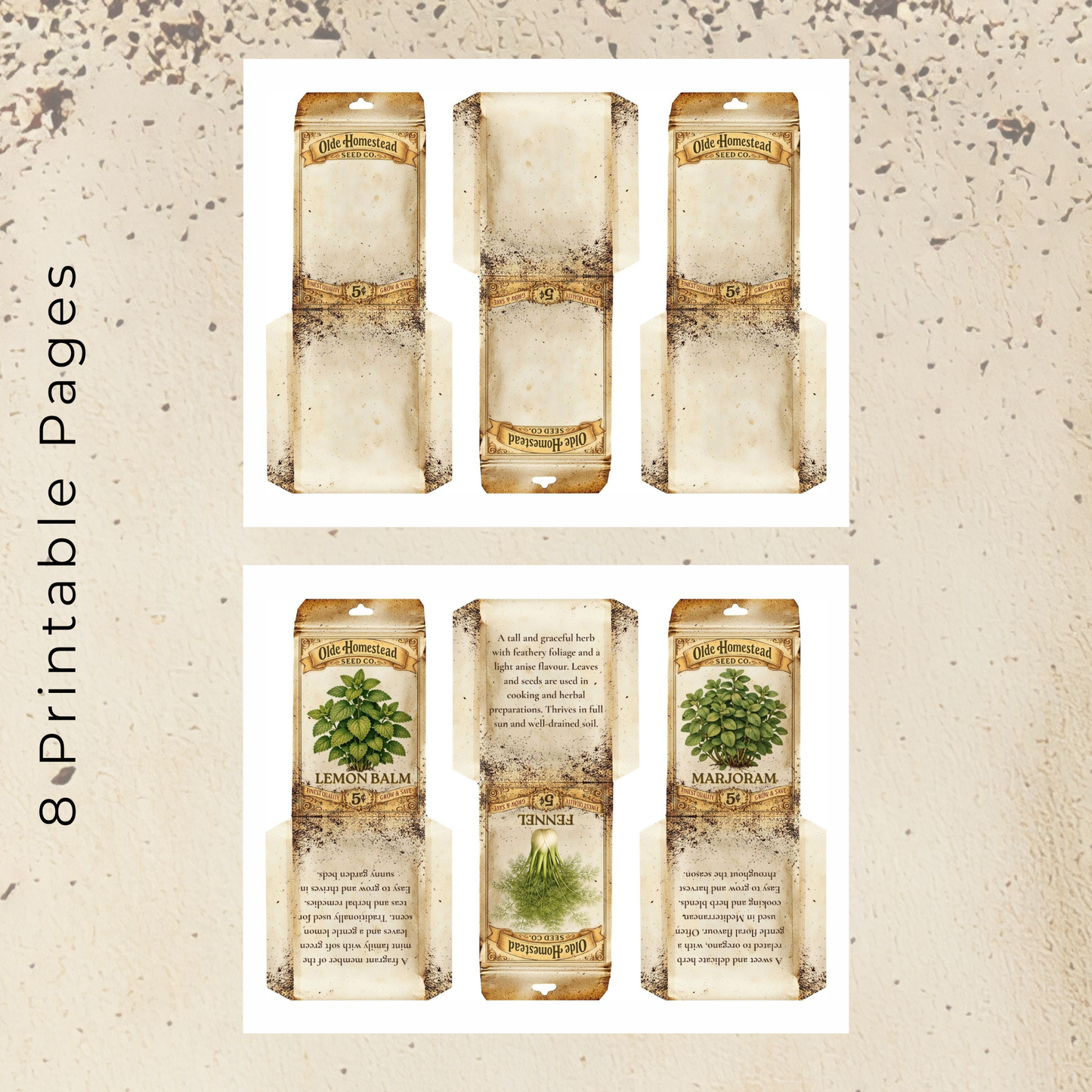 BBD Printable - Vintage Herbs Seed Packets