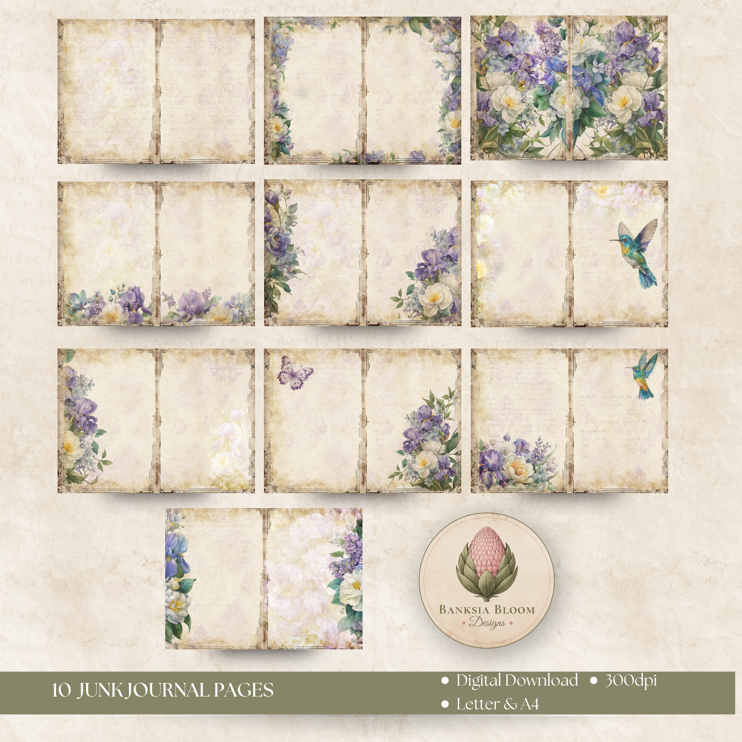 BBD - Printable Journal Pages - Hummingbird Garden