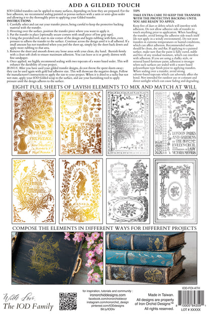 Iron Orchid Designs - Gilded Foil - Athenaeum Transfer Pad