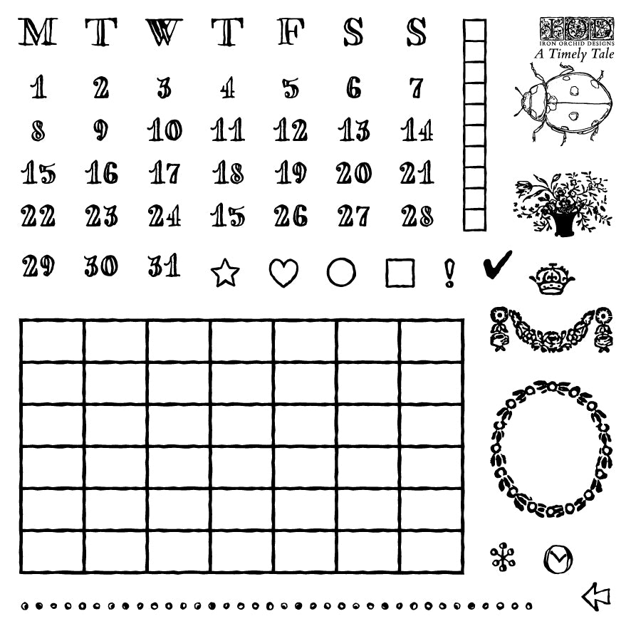 Iron Orchid Designs - A Timely Tale Decor Stamp (6 x 6)
