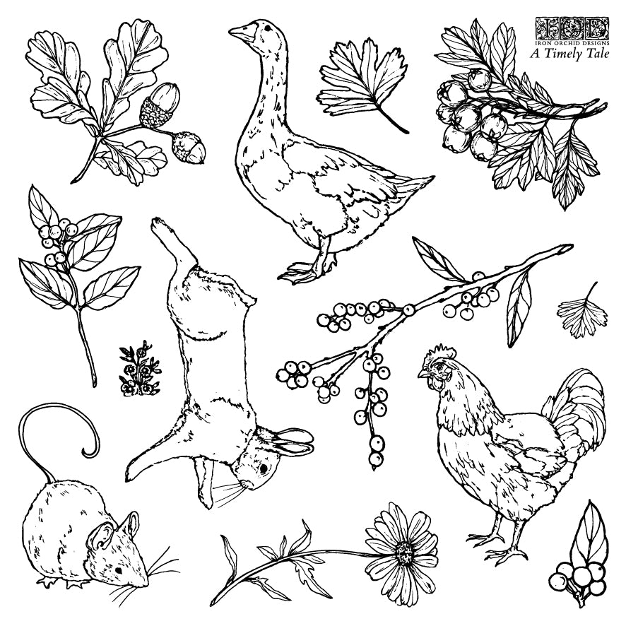 Iron Orchid Designs - A Timely Tale Decor Stamp (6 x 6)