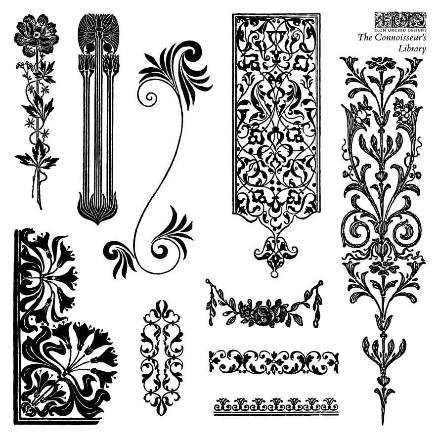 Iron Orchid Designs - The Connoisseur’s Library Decor Stamp (6 x 6)