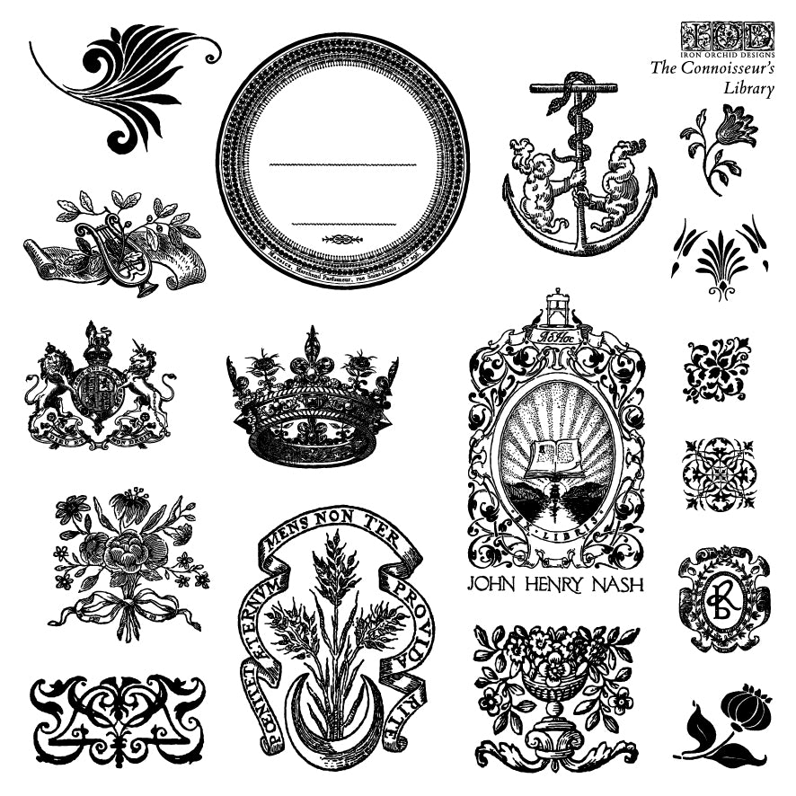 Iron Orchid Designs - The Connoisseur’s Library Decor Stamp (6 x 6)