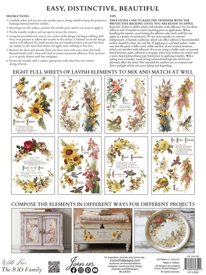 Iron Orchid Designs - Flowers by the Poets Decor Transfer Pad