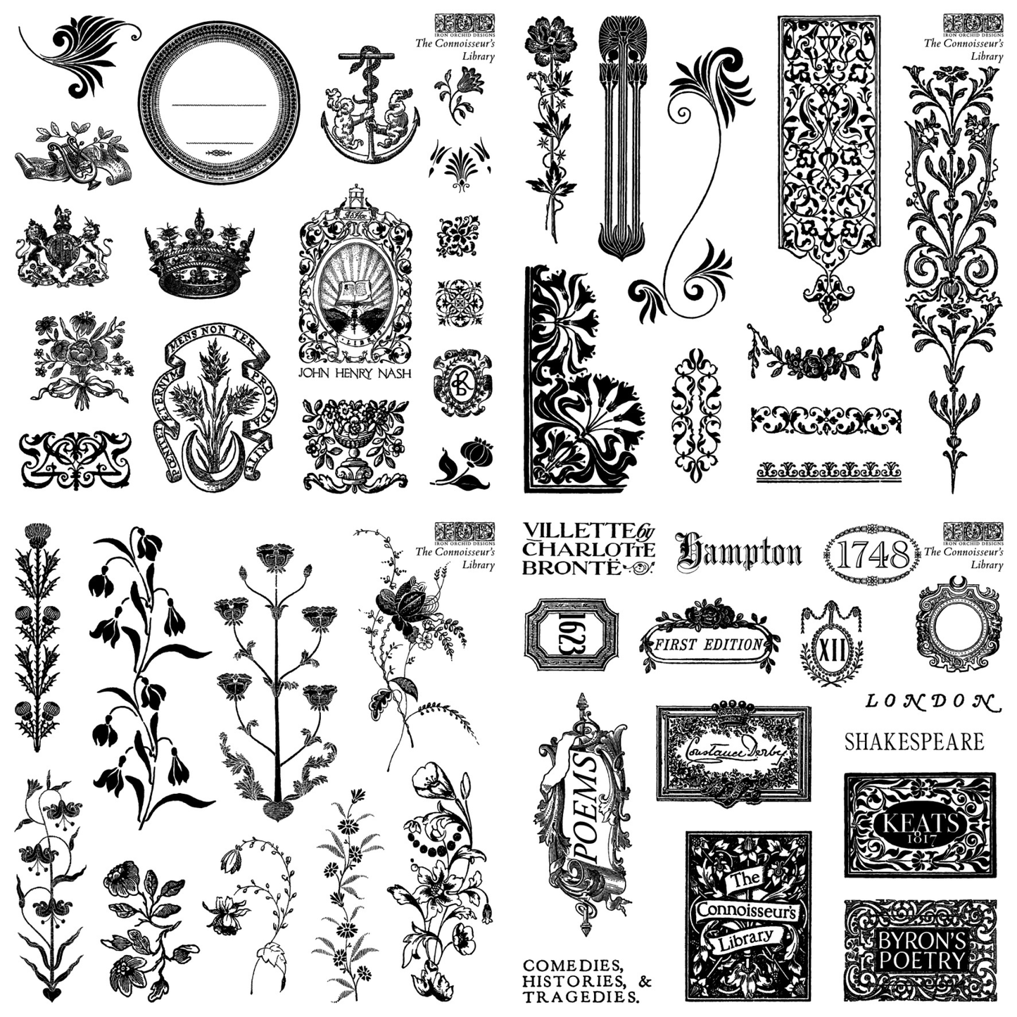 Iron Orchid Designs - The Connoisseur’s Library Decor Stamp (6 x 6)