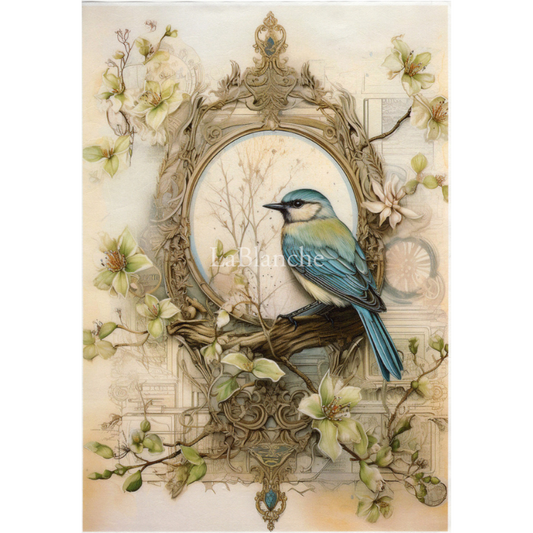 LaBlanche - Easter 4 Blue Bird in a Frame - Decoupage Paper