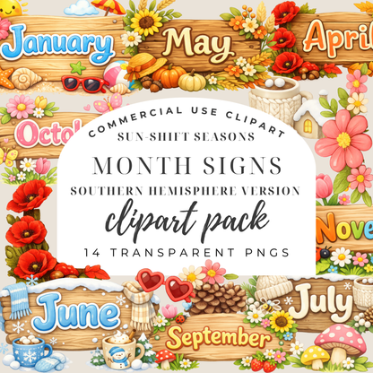 Clipart Pack - Sun-Shift Seasons Month Signs