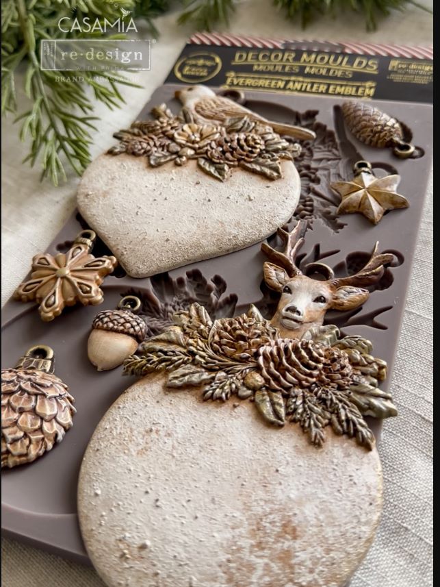 Redesign with Prima - Decor Moulds® - Evergreen Antler Emblem