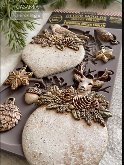 Redesign with Prima - Decor Moulds® - Evergreen Antler Emblem