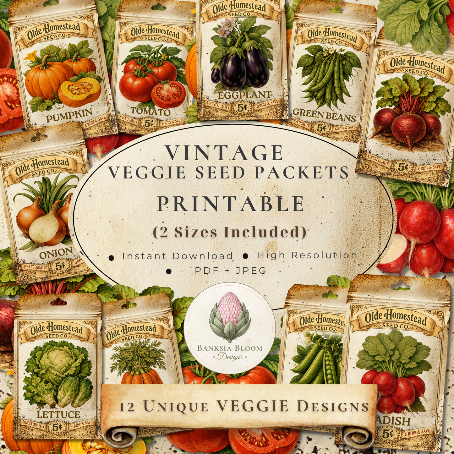 BBD Printable - Vintage Veggie Seed Packets