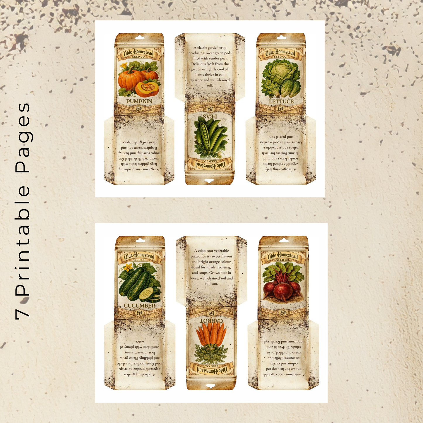 BBD Printable - Vintage Veggie Seed Packets