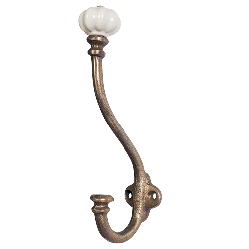 Decor - Brass Hook with Ceramic Knob - Gold - Rustic River Home