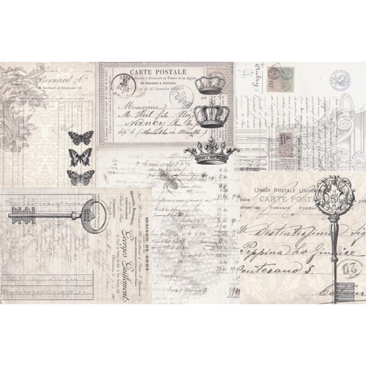Roycycled Treasures - Ephemera Collage Decoupage Paper - 20 x 30 in - Rustic River Home