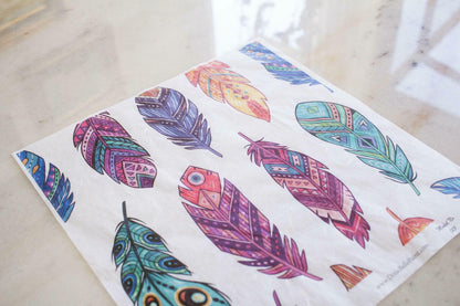 Belles and Whistles - Feathers - 12"x12" Rice Decoupage Paper (3 sheets) - Rustic River Home