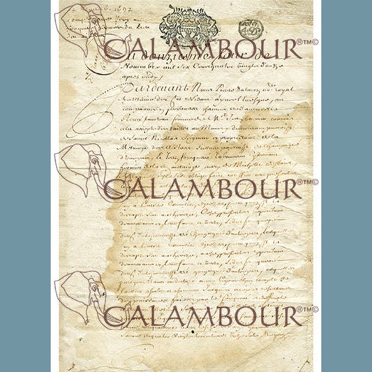 Calambour - Stained Old Document Decoupage Paper - Rustic River Home