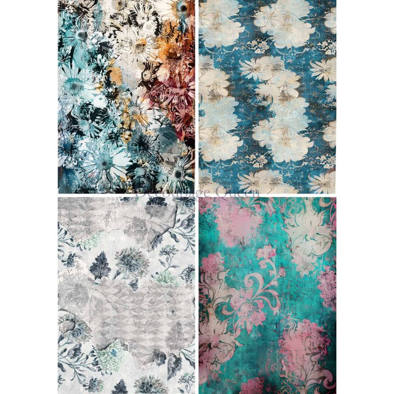 Decoupage Queen - Andy Skinner - Andy's Floral 4 Pack Decoupage Paper - Rustic River Home