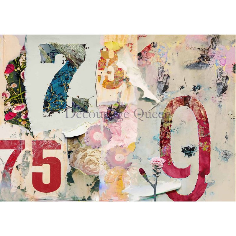 Decoupage Queen - Andy Skinner - Number Jumble Decoupage Paper - Rustic River Home