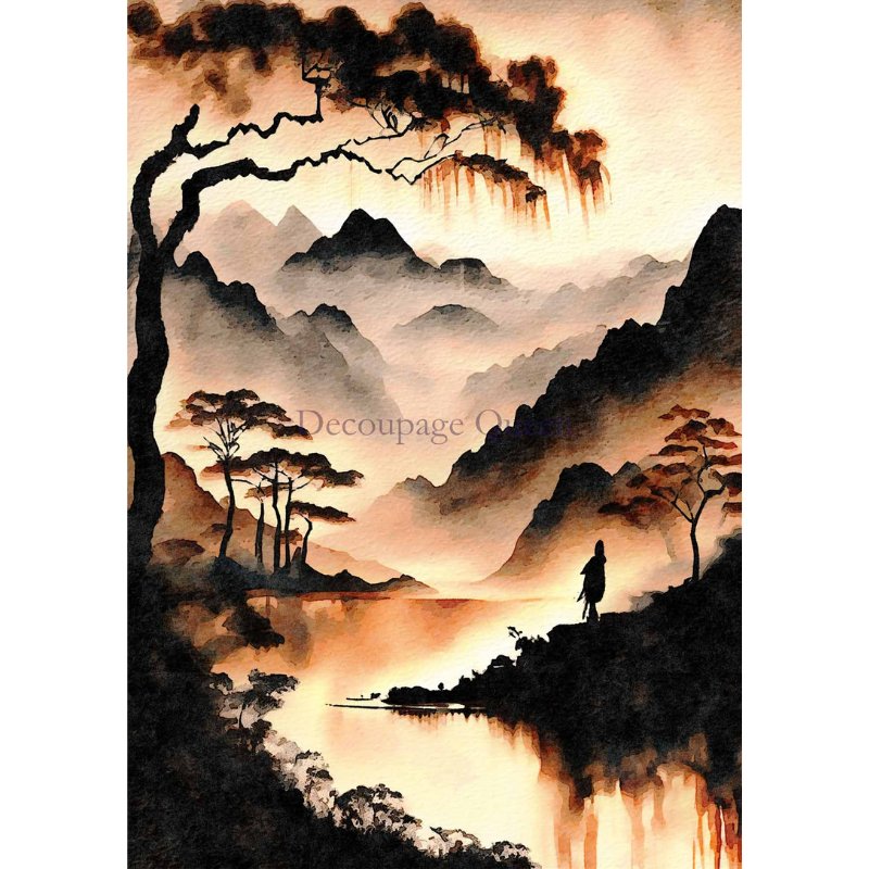 Decoupage Queen - Andy Skinner - Sumi Sunset Decoupage Paper - Rustic River Home