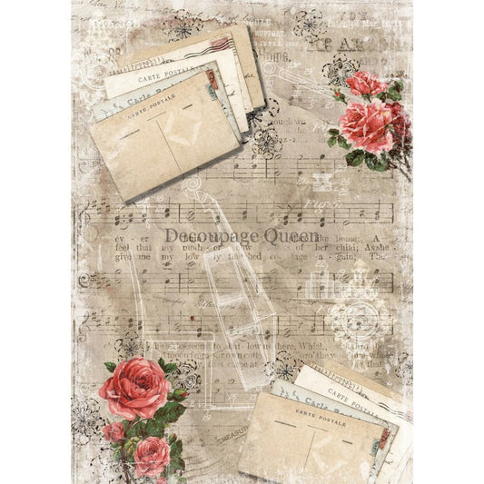 Decoupage Queen - Autumn Violin Background Decoupage Paper - Rustic River Home