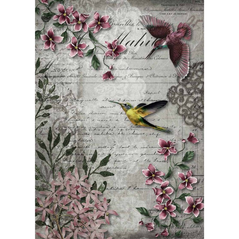 Decoupage Queen - Hummingbird Song Decoupage Paper - Rustic River Home