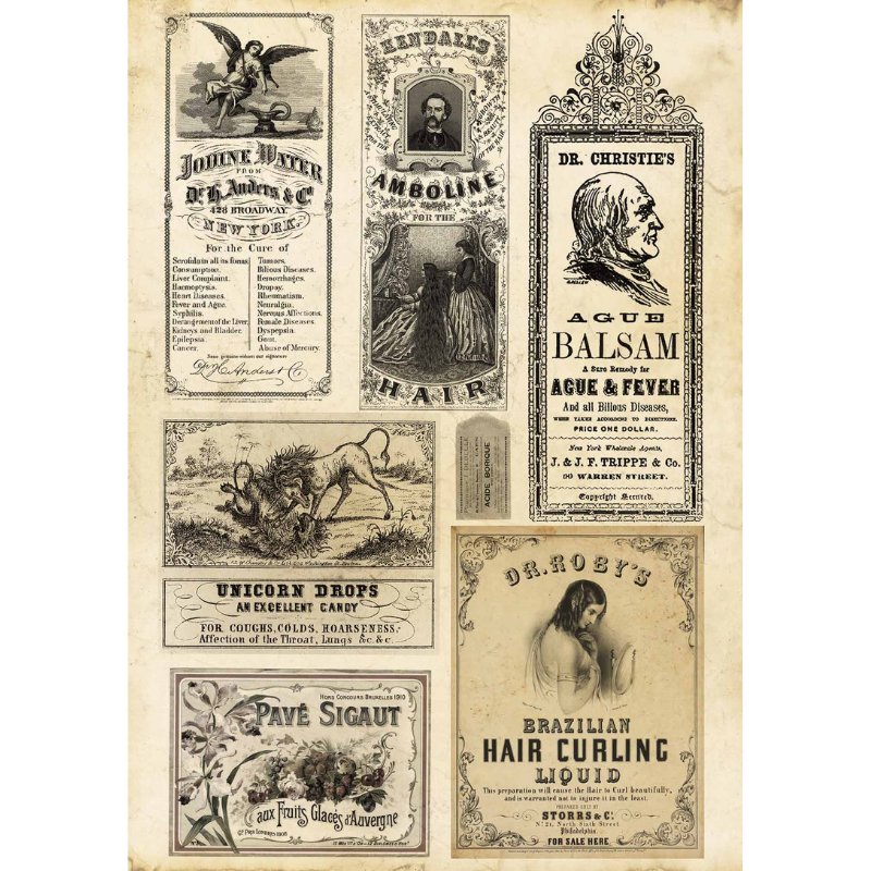Decoupage Queen - Vintage Apothecary Decoupage Paper - Rustic River Home